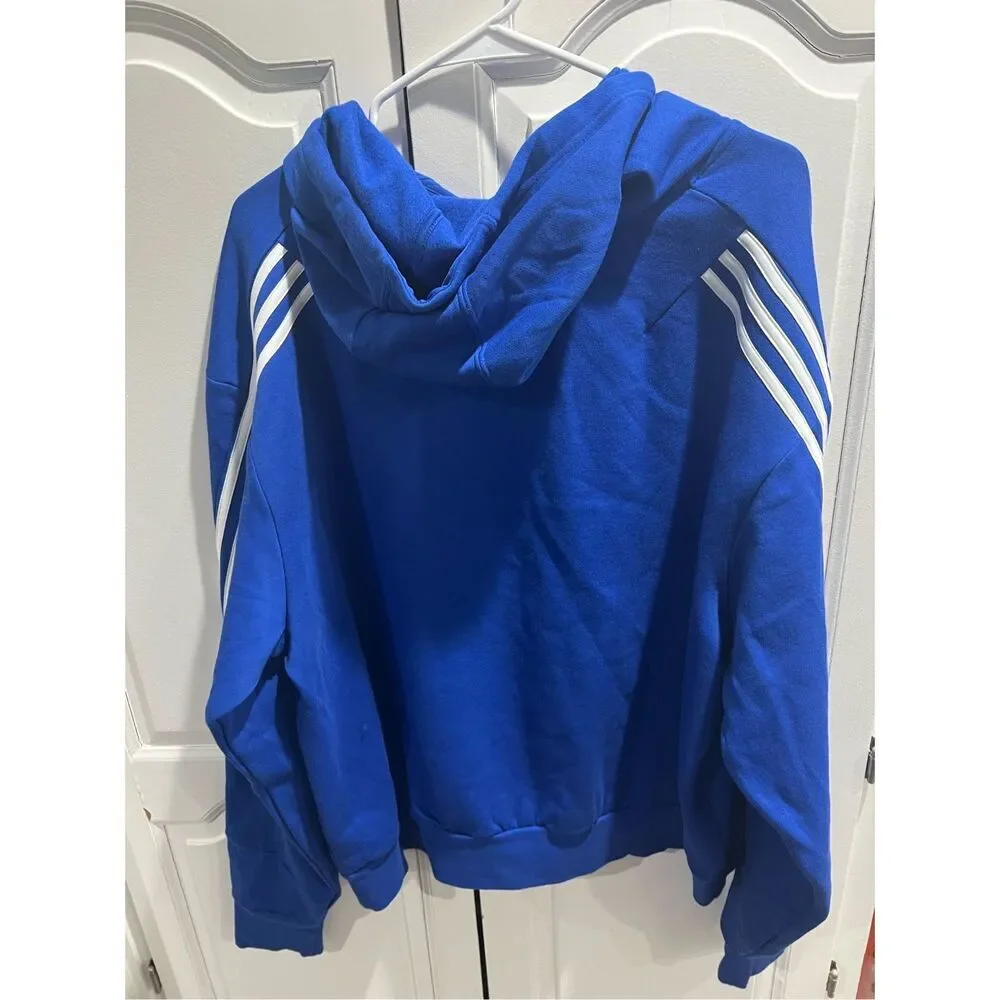 ADIDAS KANSAS JAYHAWKS MENS KU BLUE FLEECE KC FLAG LONG SLEEVE HOODIE M NWOT